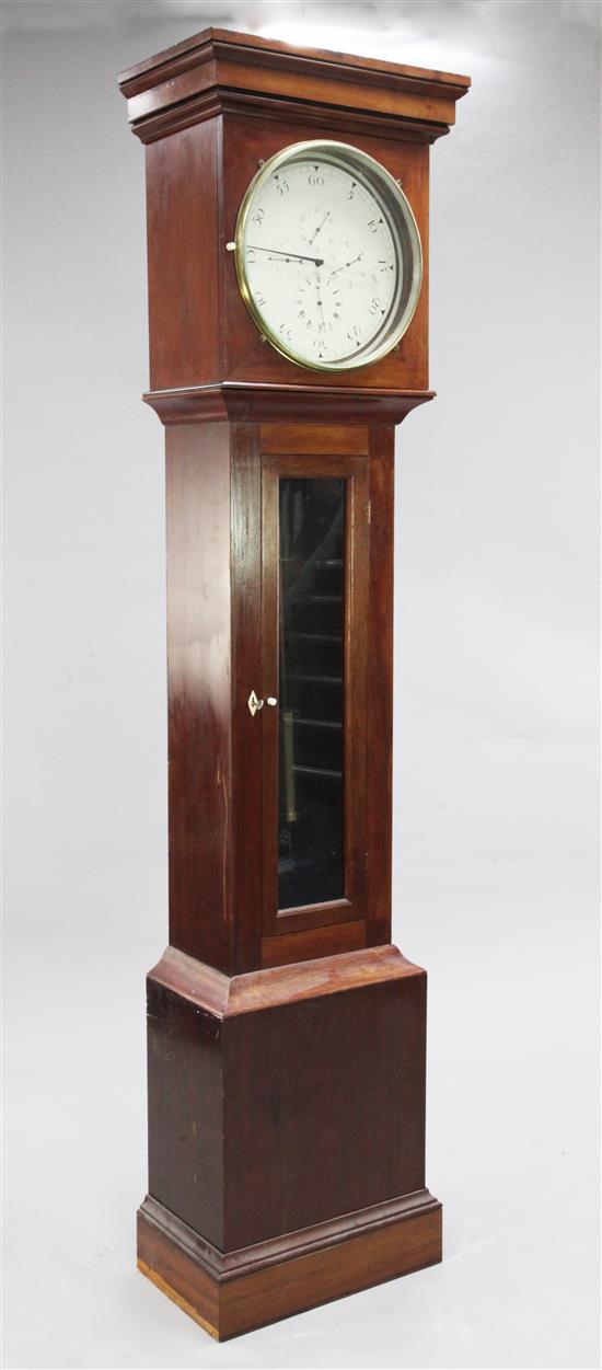 An early 20th century French mahogany longcase regulator, 6ft 10in.